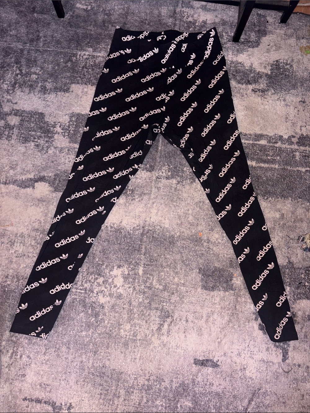 adidas Black Leggings with White Logo Print
